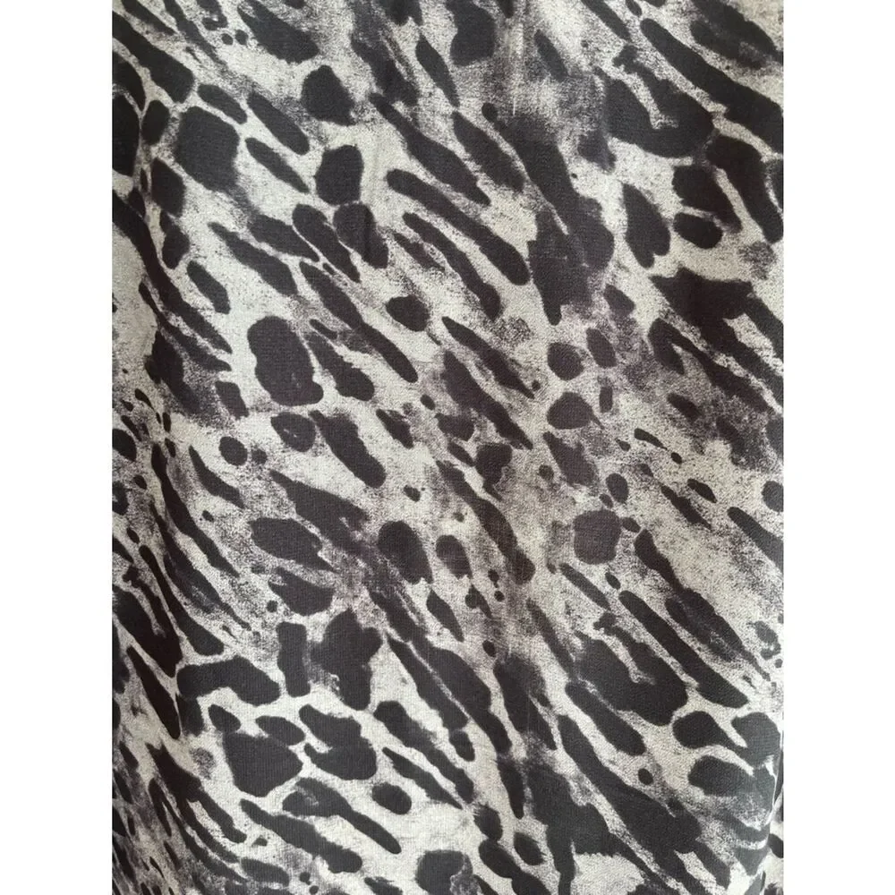 AllSaints Rhea animal print slip skirt.  Sheer Asymmetric Hem Black/Gray